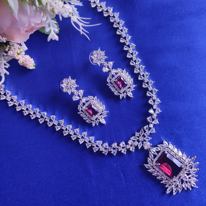 Red AD stone long Necklace set