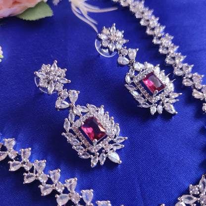 Red AD stone long Necklace set