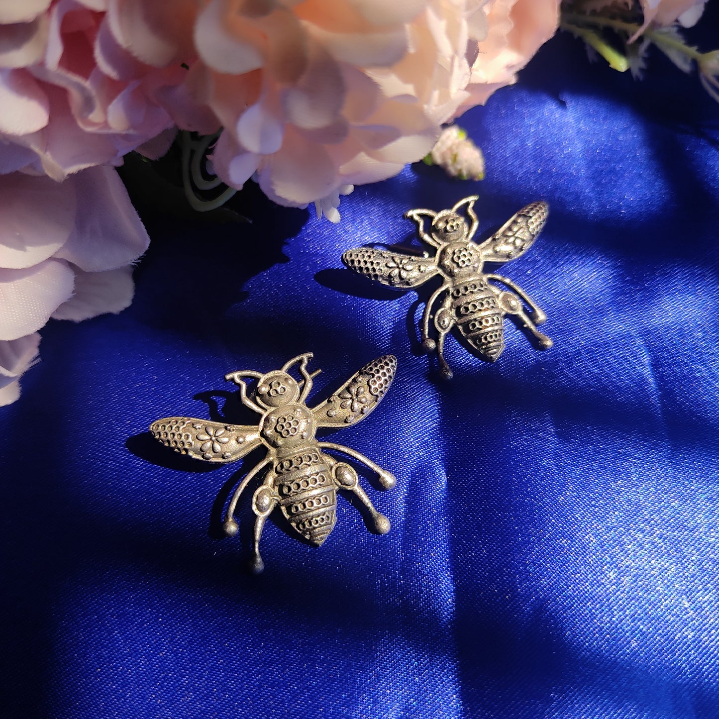 Buzzbee Brass Silver Stud Earrings