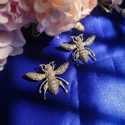 Buzzbee Brass Silver Stud Earrings
