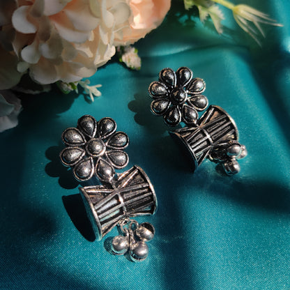 Oxidised Damru Earrings for girls