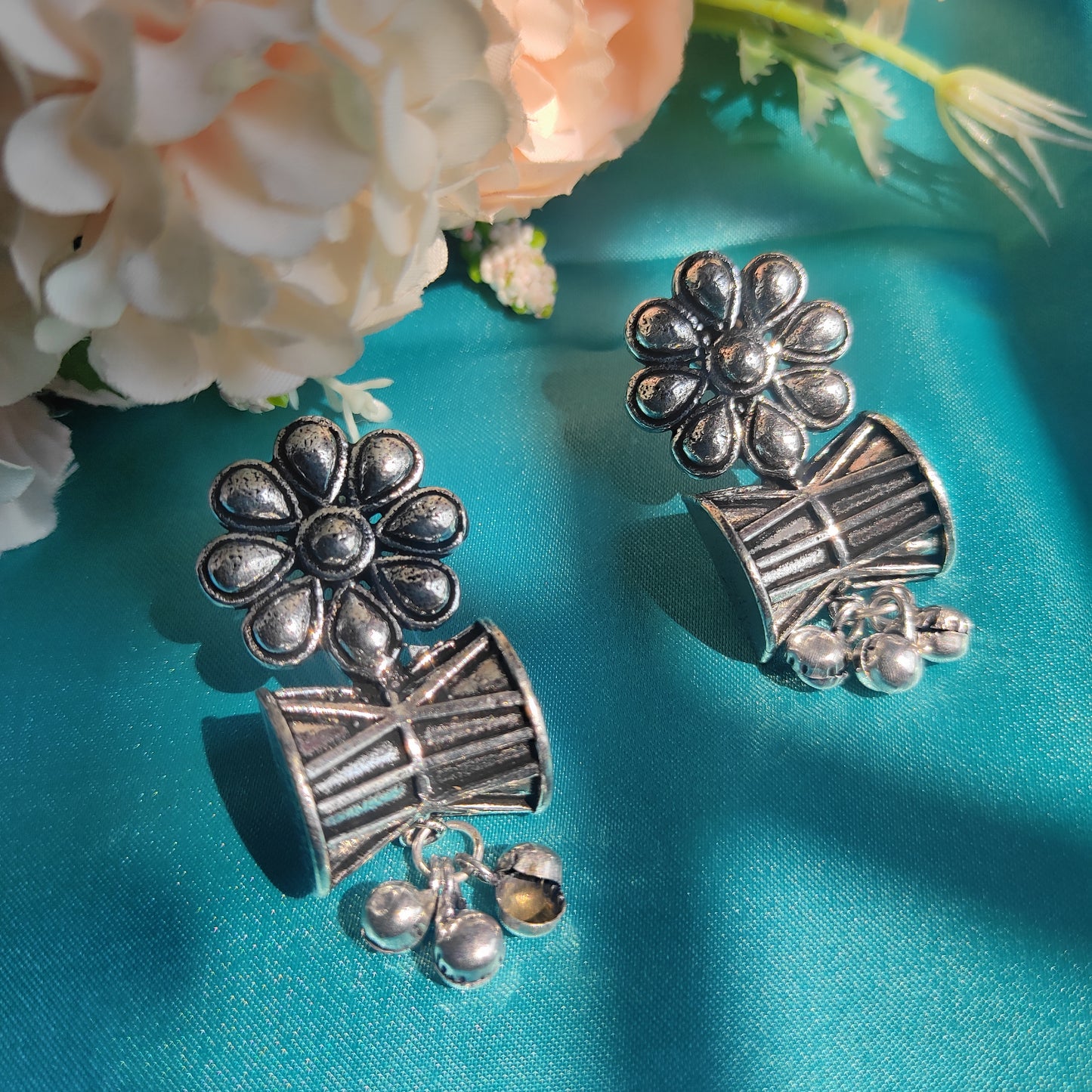 Oxidised Damru Earrings for girls