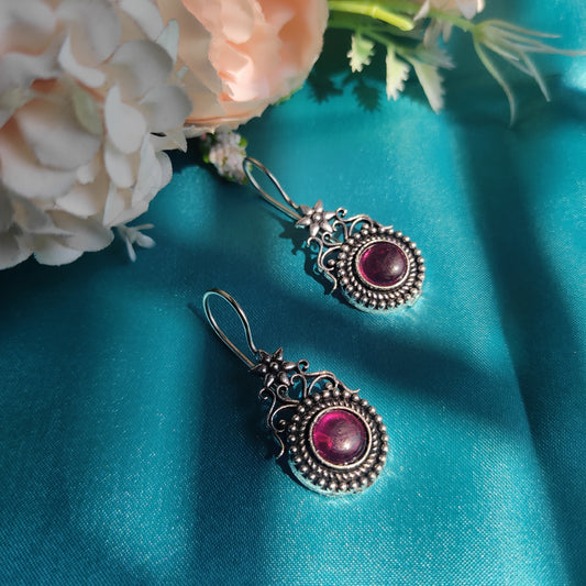 Small Flower Hanging  Earrings in Pink