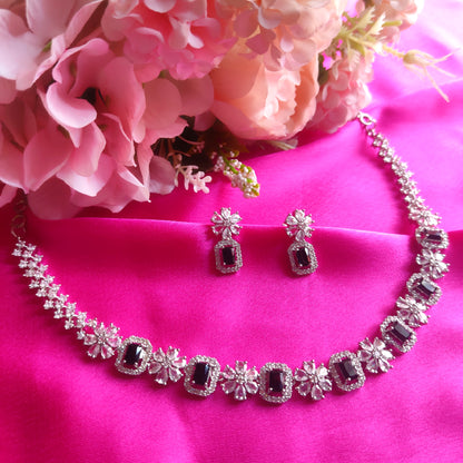White & Black AD stone Necklace set