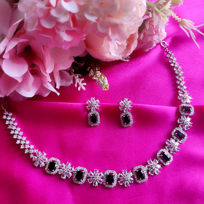 White & Black AD stone Necklace set