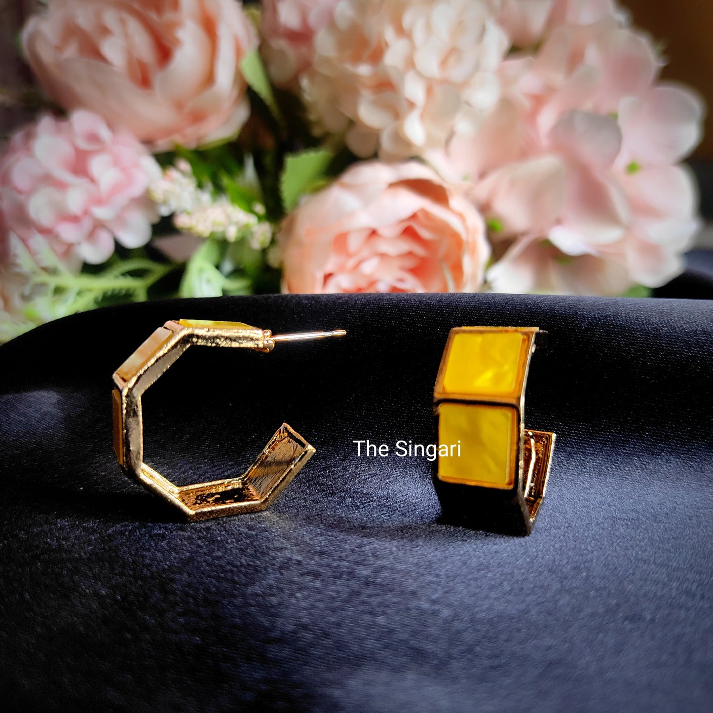 Gold Plated Hoop Earrings in Yellow