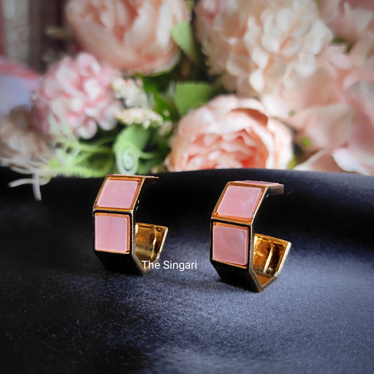 Gold Plated Hoop Earrings in Pink