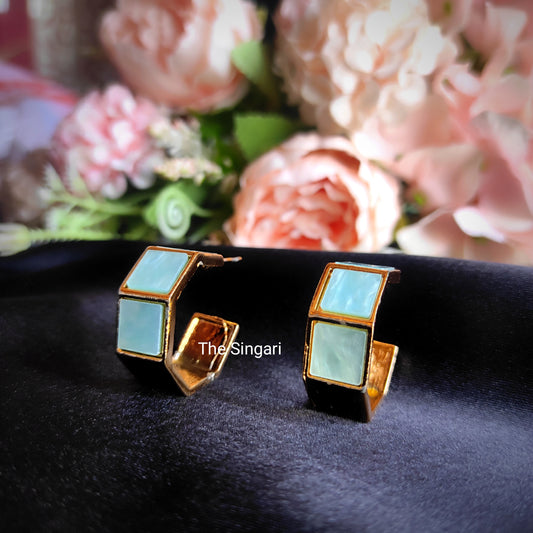 Gold Plated Hoop Earrings in Blue
