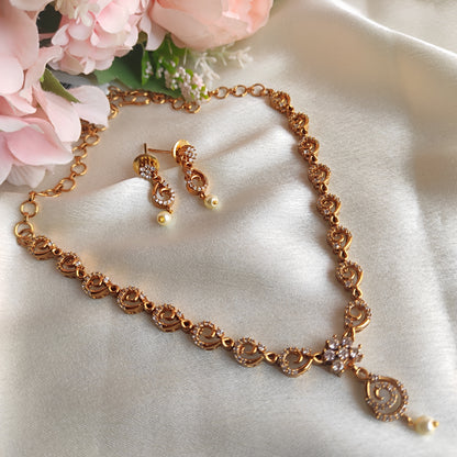 Beautiful  design white stone necklace set -S