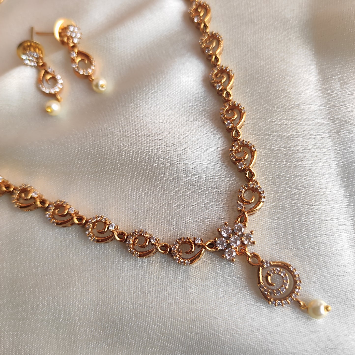 Beautiful  design white stone necklace set -S