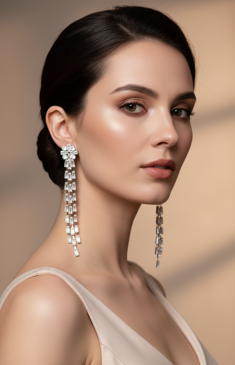 Silver plated Zirconia party earrings