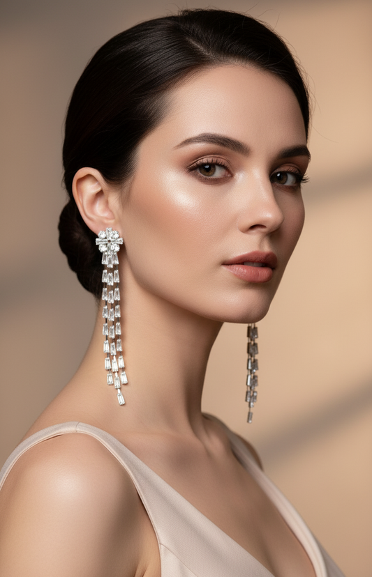 Silver plated Zirconia party earrings