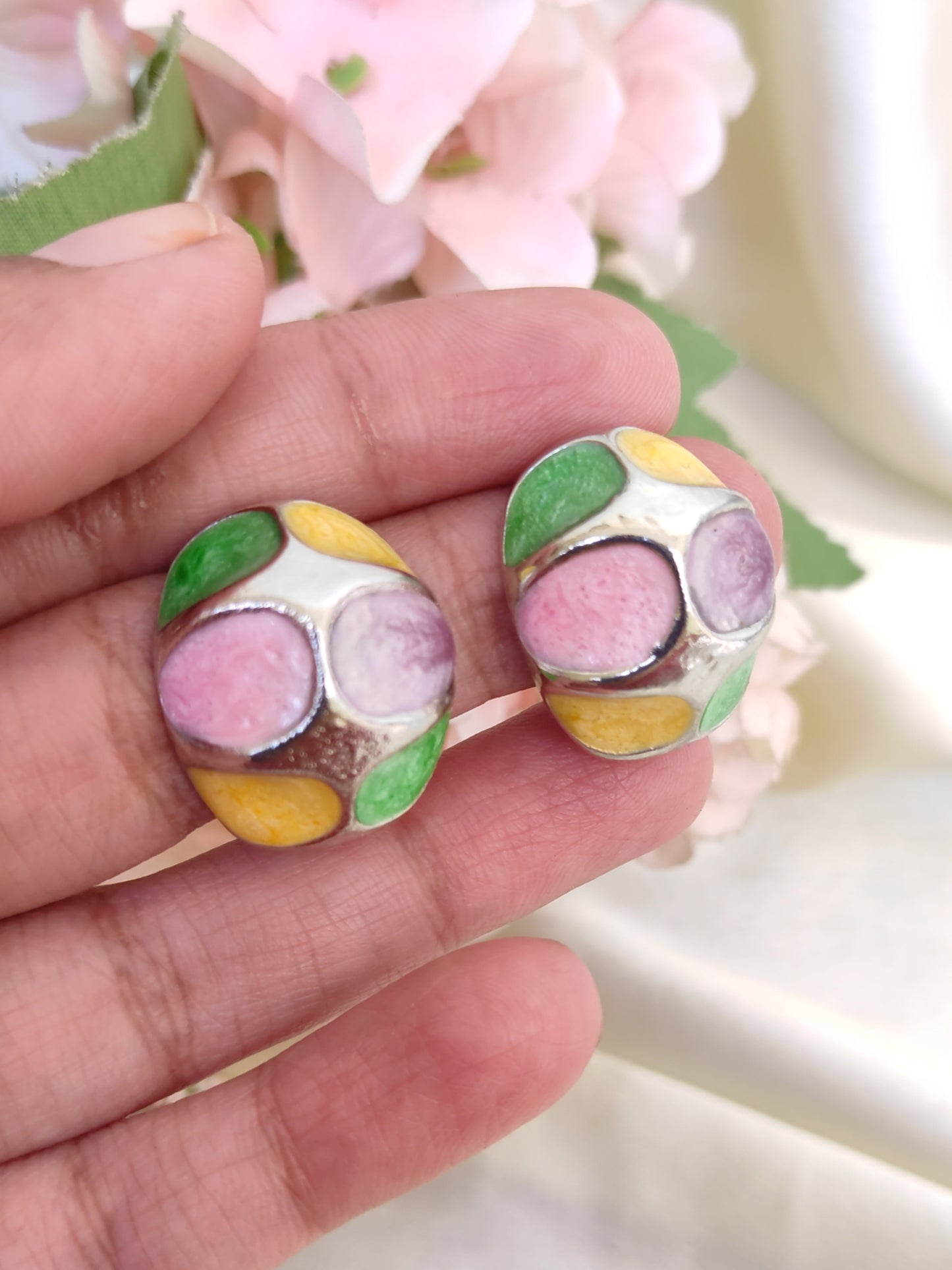 Simple studs for office/ college - Pink/green/yellow