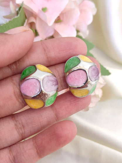 Simple studs for office/ college - Pink/green/yellow