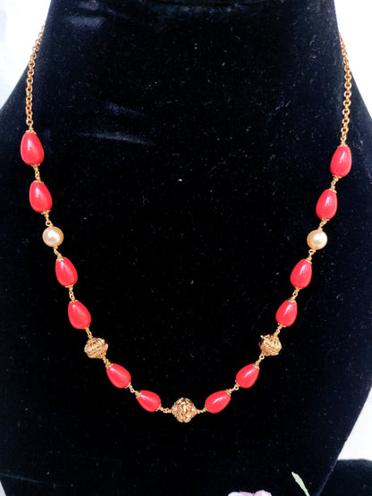 Simple Coral mala necklace