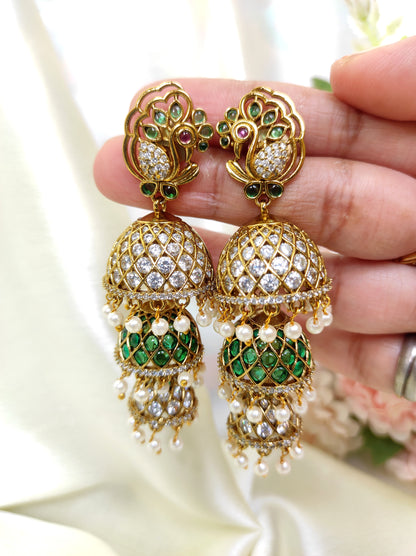 Premium Peacock Multi-Layer Jhumka Earrings – Party & Function Wear