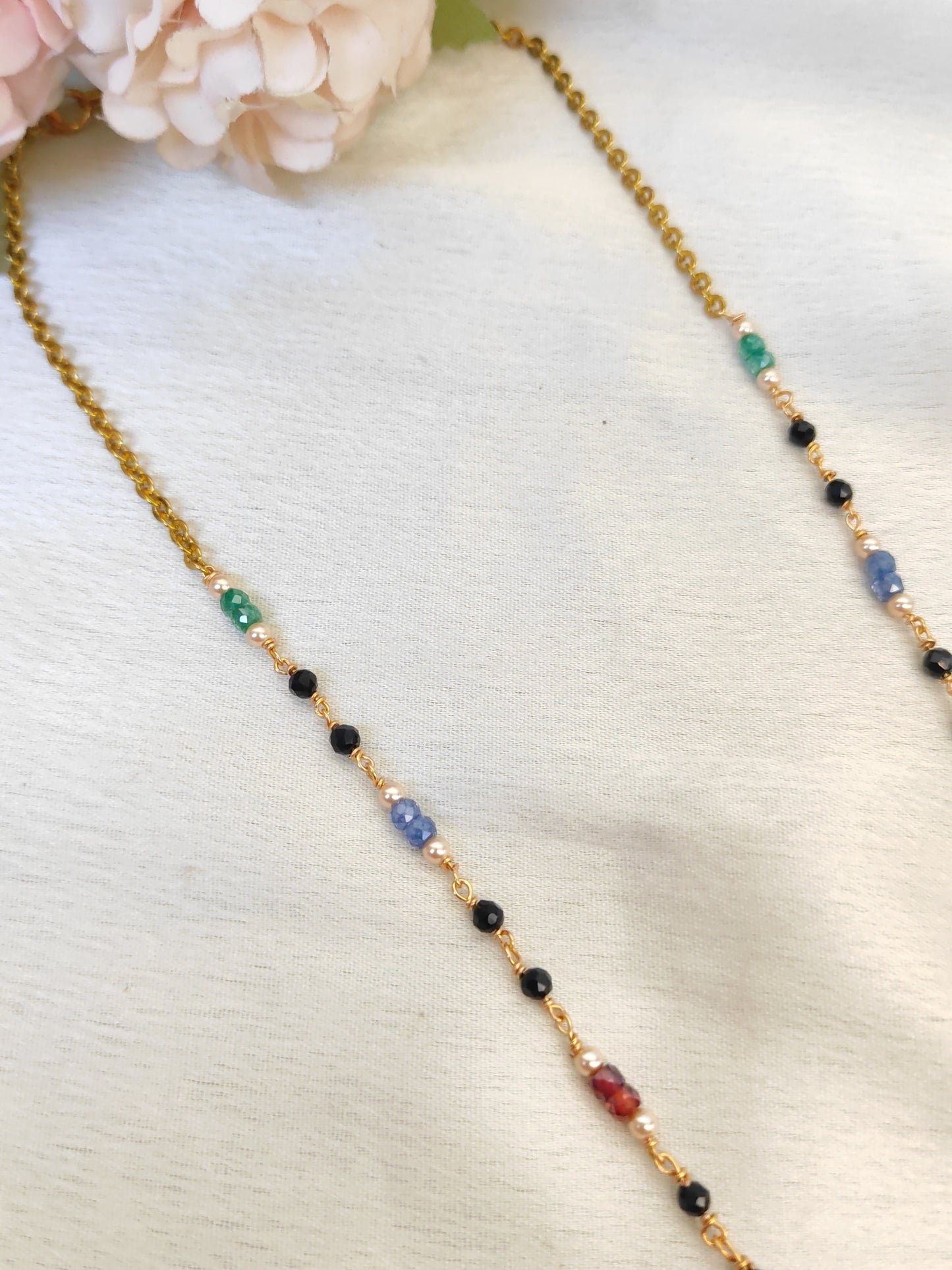 Navaratna Krishna Pendant Black Beads Chain | Traditional Gold Finish Necklace