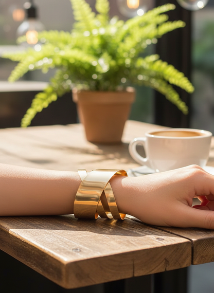 Bold Gold Plated Statement Cuff Bracelet for Women – Modern Party Wear