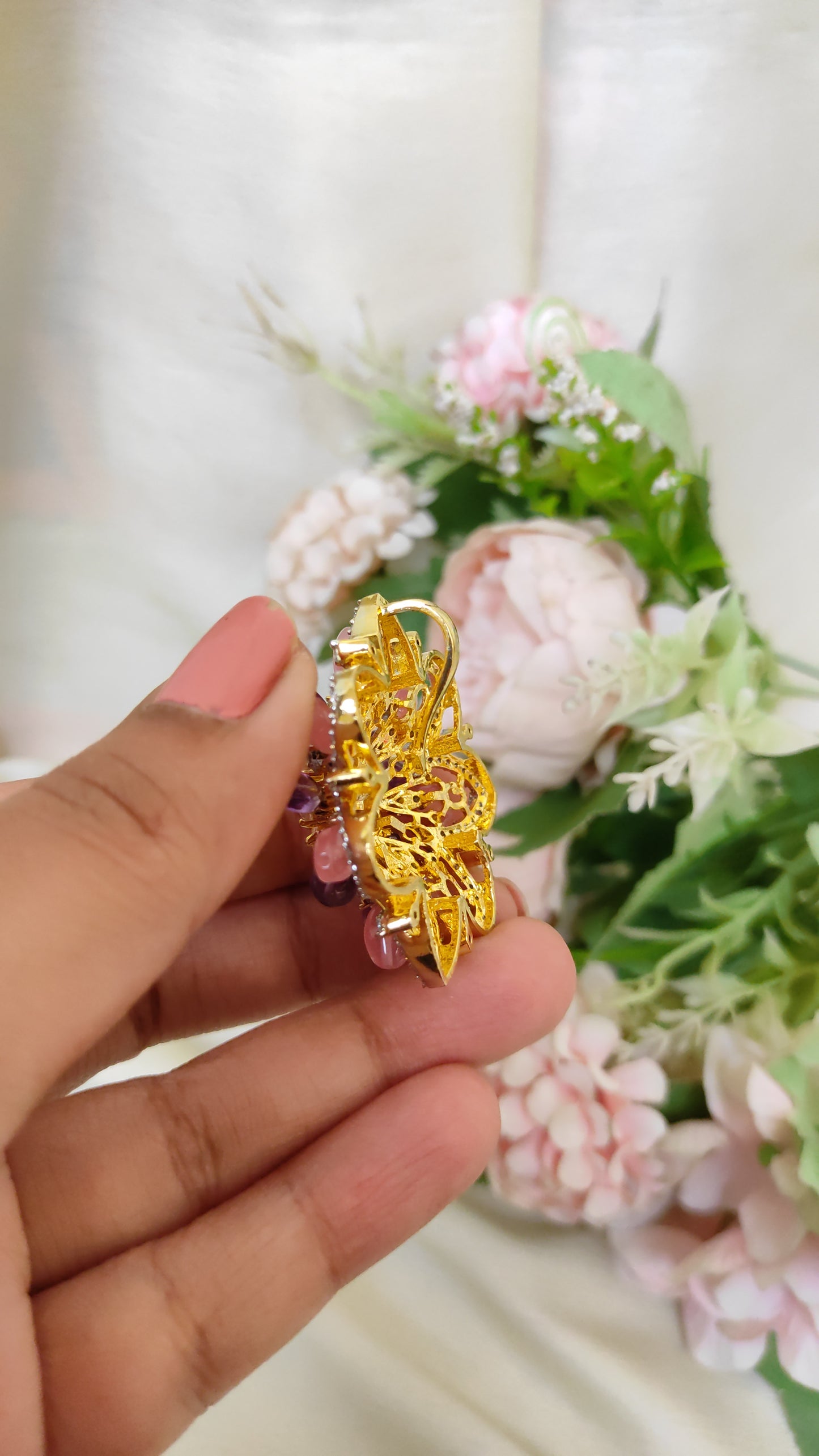Designer Statement Pendant - Pink & Purple