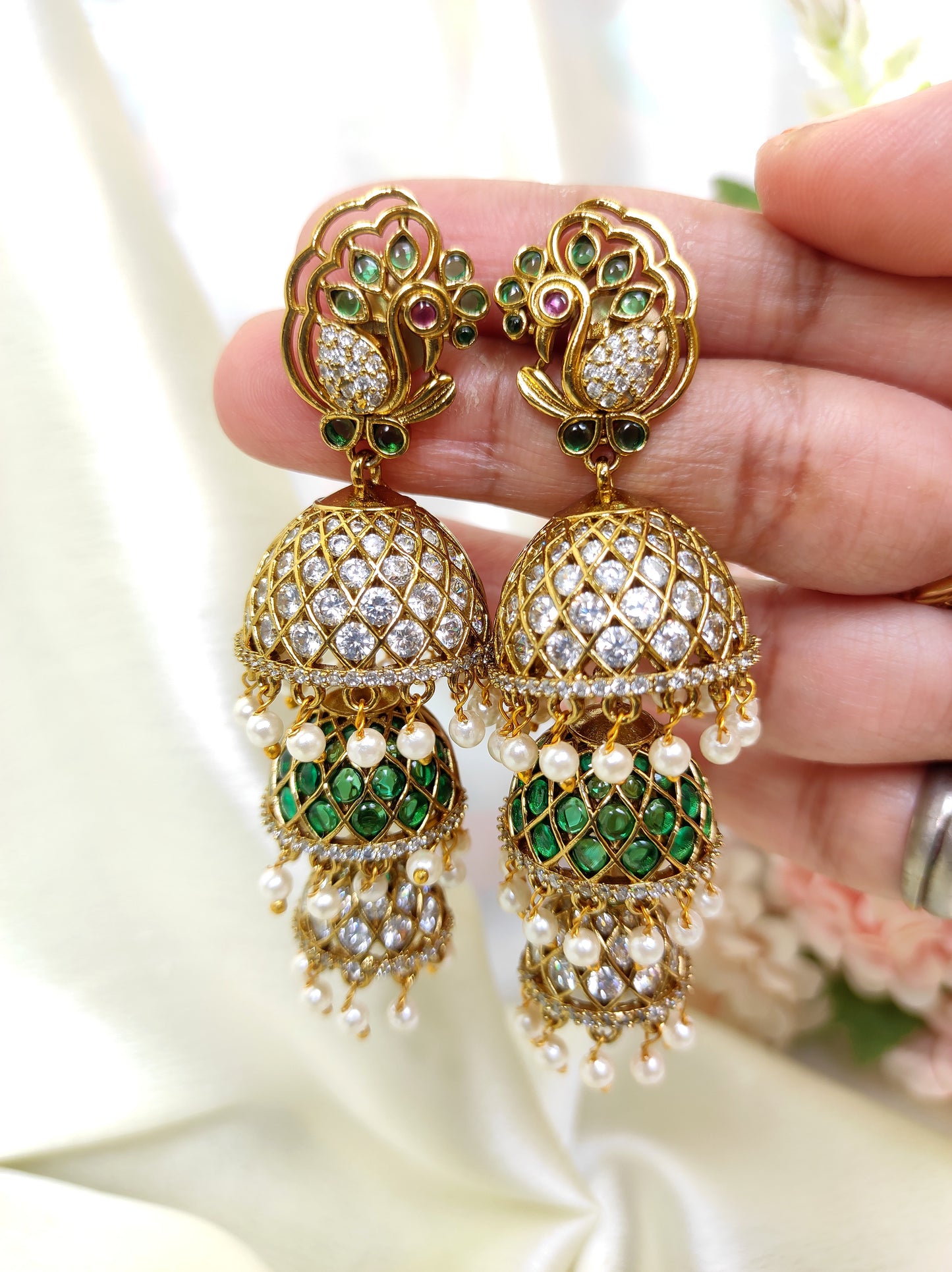 Premium Peacock Multi-Layer Jhumka Earrings – Party & Function Wear