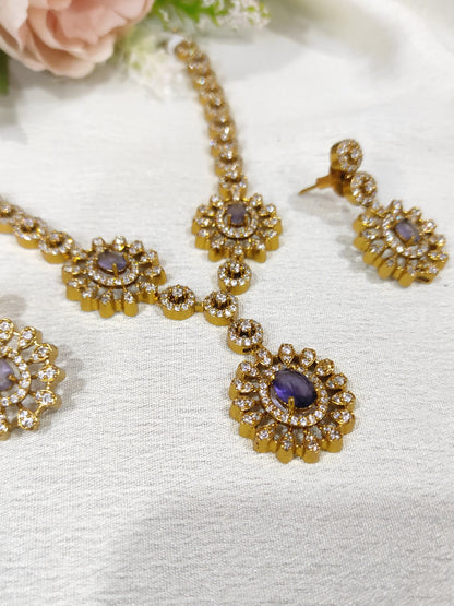 Purple colour necklace set