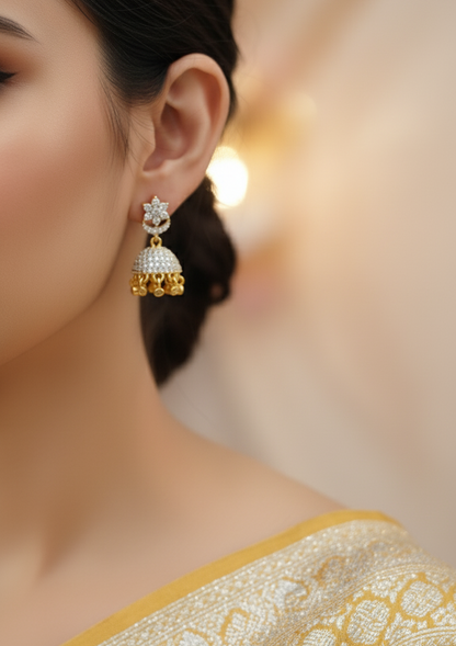Diamond look alike jhumka earrings