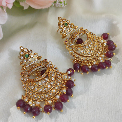 Chandbali earrings red