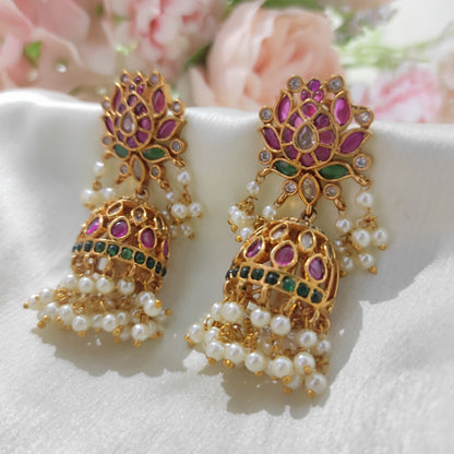 Jadau copy jhumka earrings