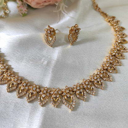 Beautiful White stone necklace set(Back chain included)