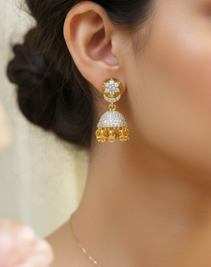 Diamond look alike jhumka earrings