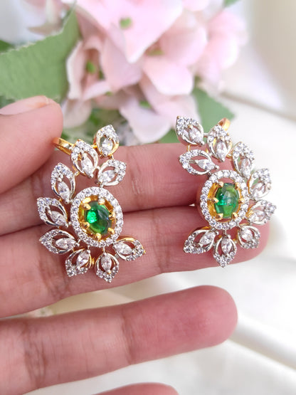 Sparkling Green Stone Statement Studs