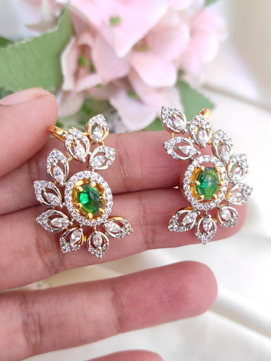 Sparkling Green Stone Statement Studs