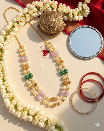 Elegant double standard beaded necklace