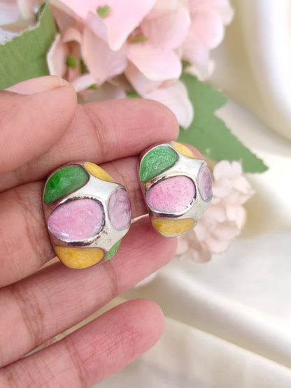 Simple studs for office/ college - Pink/green/yellow