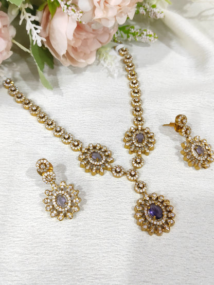 Purple colour necklace set