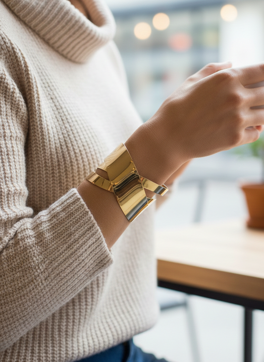 Bold Gold Plated Statement Cuff Bracelet for Women – Modern Party Wear