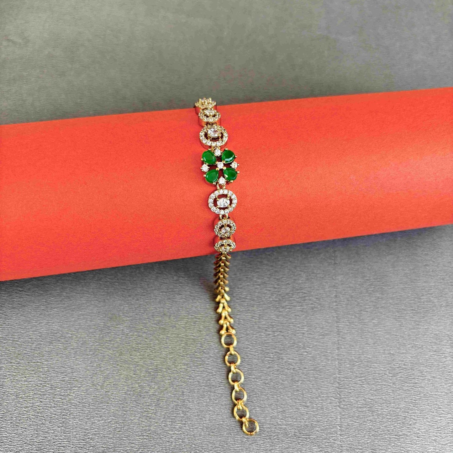 Floral emerald partywear bracelet