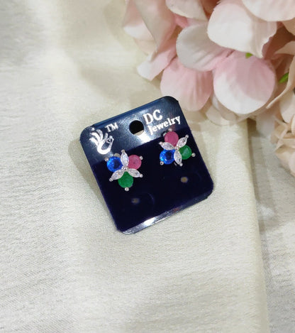 Silver finish floral studs for daily wear