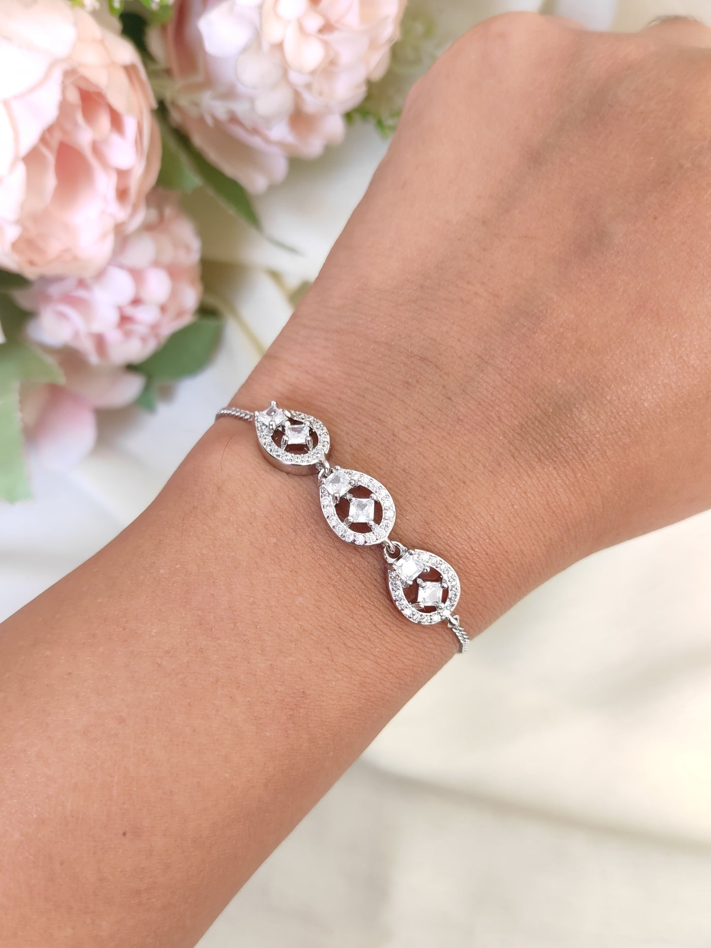 Everyday to Occasion Wear Adjustable American Diamond Bracelet
