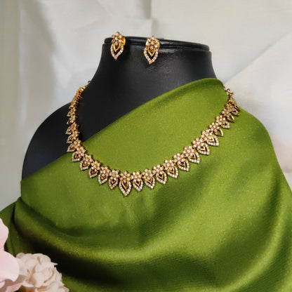 Beautiful White stone necklace set(Back chain included)