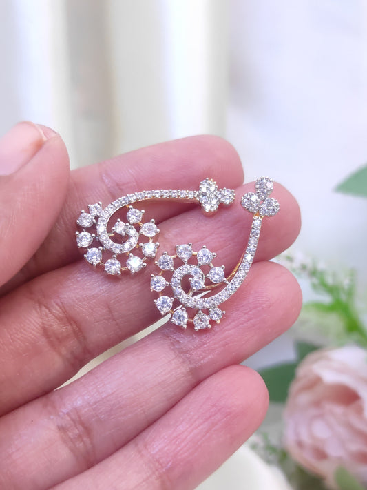 Swirl Diamond-Style Ear Cuff – Gold & Silver Tone