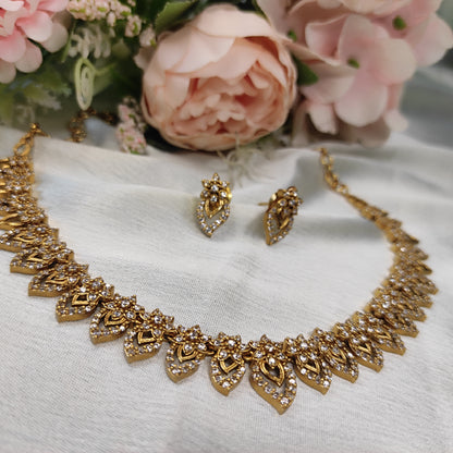 Beautiful White stone necklace set(Back chain included)