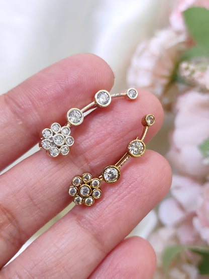 Flower CZ Ear Cuff – Elegant Curve Design