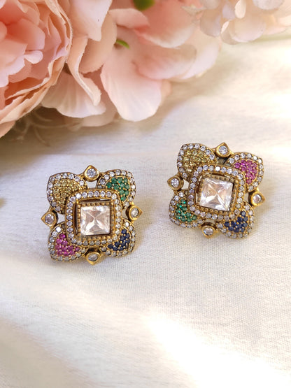 Royal Polki Multicolour Stud Earrings