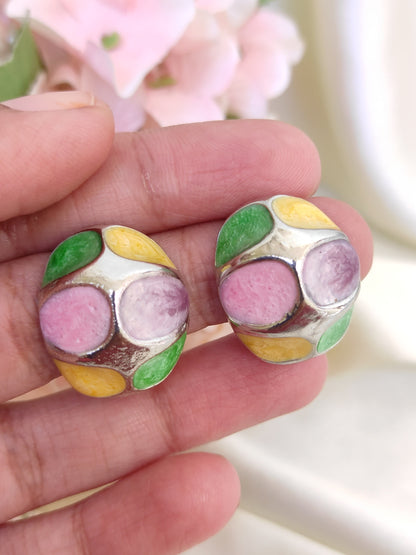 Simple studs for office/ college - Pink/green/yellow