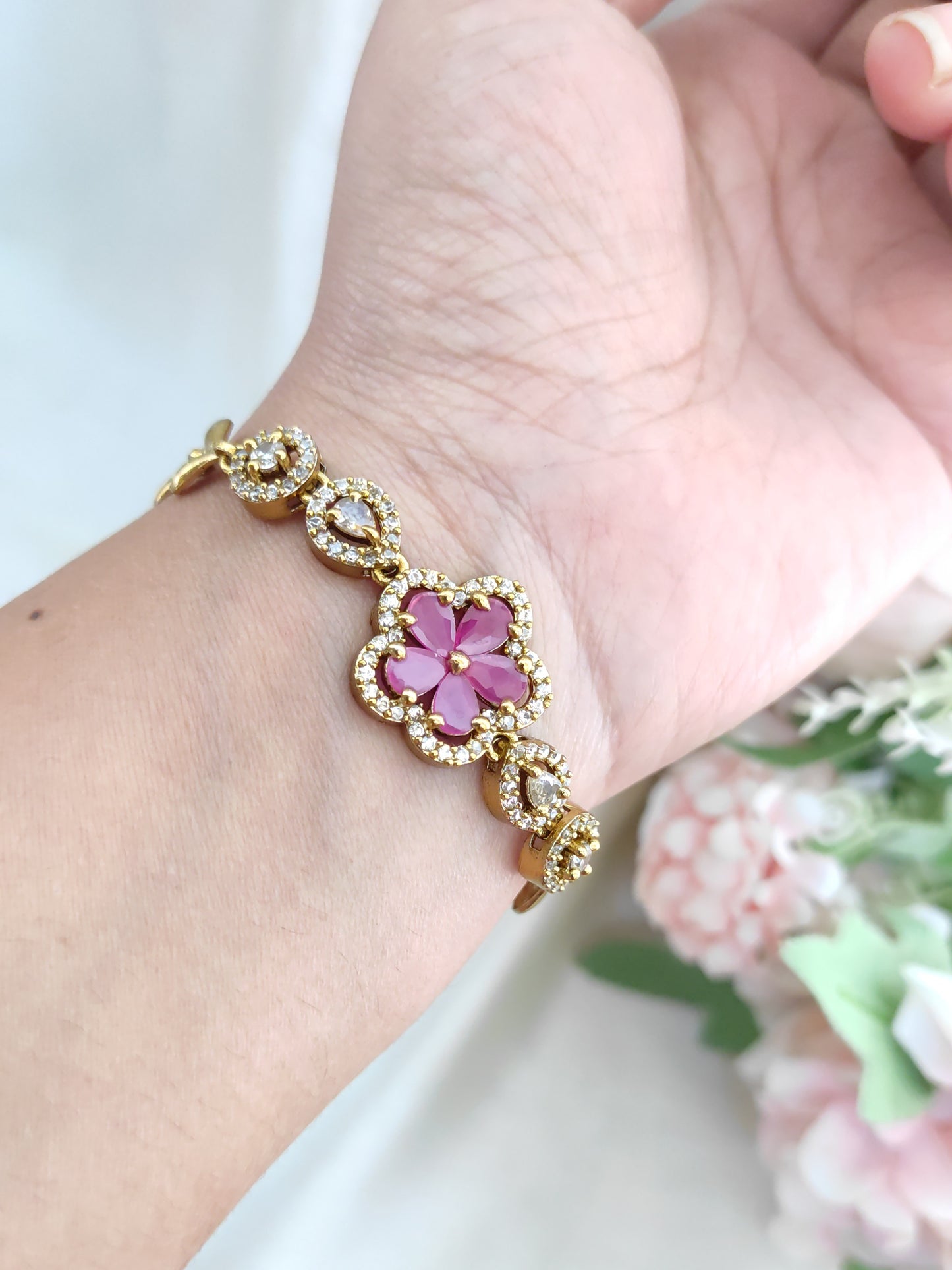 Floral Rani Pink Partywear bracelet