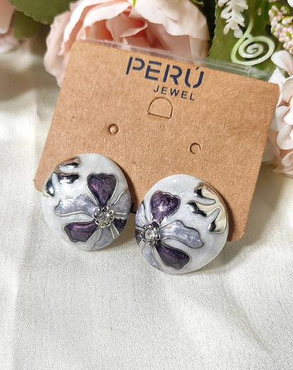 Floral white lilac charm Stud earrings - light weight Daily Wear for College and Office