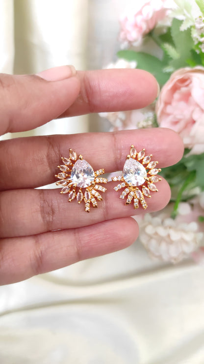 Sparkling Teardrop Crystal Stud Earrings – Bridal & Party Wear