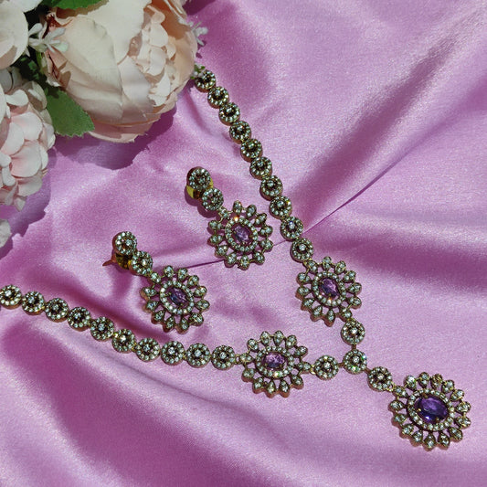 Purple colour necklace set