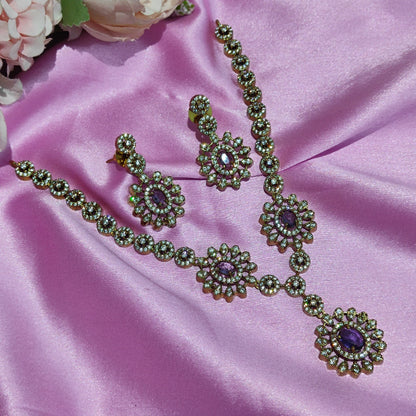Purple colour necklace set